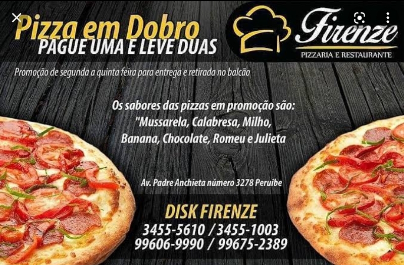 Restaurante e pizzaria Firenze com desconto pra você no Clube de Descontos Sunway!